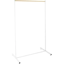 Gifi Rangement|Portant en métal hauteur réglable décor bois et blanc