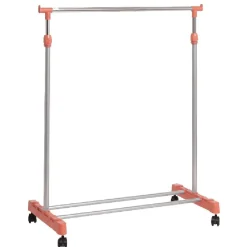 Gifi Rangement|Portant vêtements sur roulettes corail et gris