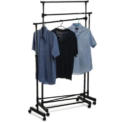 Gifi Rangement|Portant vêtements triple à roulettes