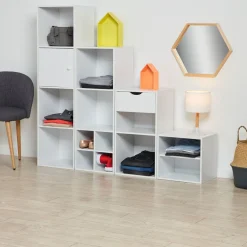 Gifi Rangement|Porte Box Cube bois blanc