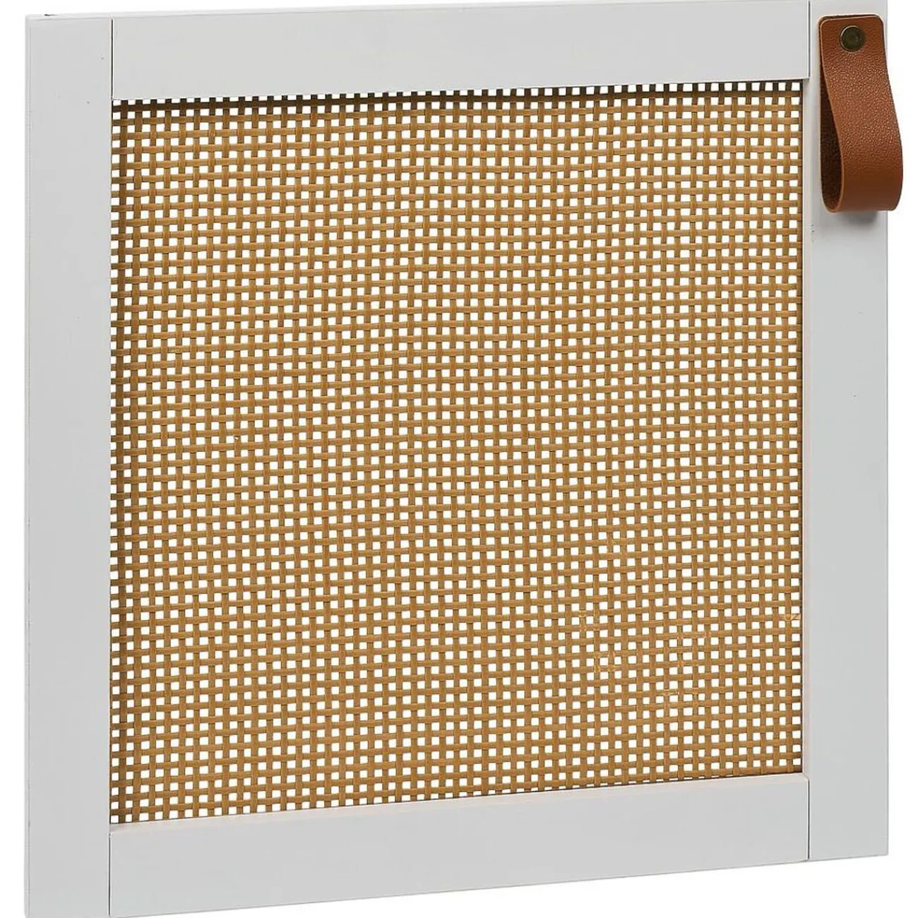 Gifi Rangement|Porte Box Cube 32,2x32,2x1,2cm quadrillage rotin et bois blanc