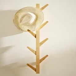 Gifi Rangement|Porte manteau mural bambou 8 crochets 21x7xH98cm