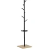 Gifi Rangement|Porte manteaux en métal noir et socle en bois WILLIAM