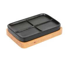 Gifi Aménagement Salle De Bain^Porte savon couleur bois et noir