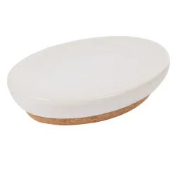 Gifi Aménagement Salle De Bain^Porte savon céramique blanc avec fond liège