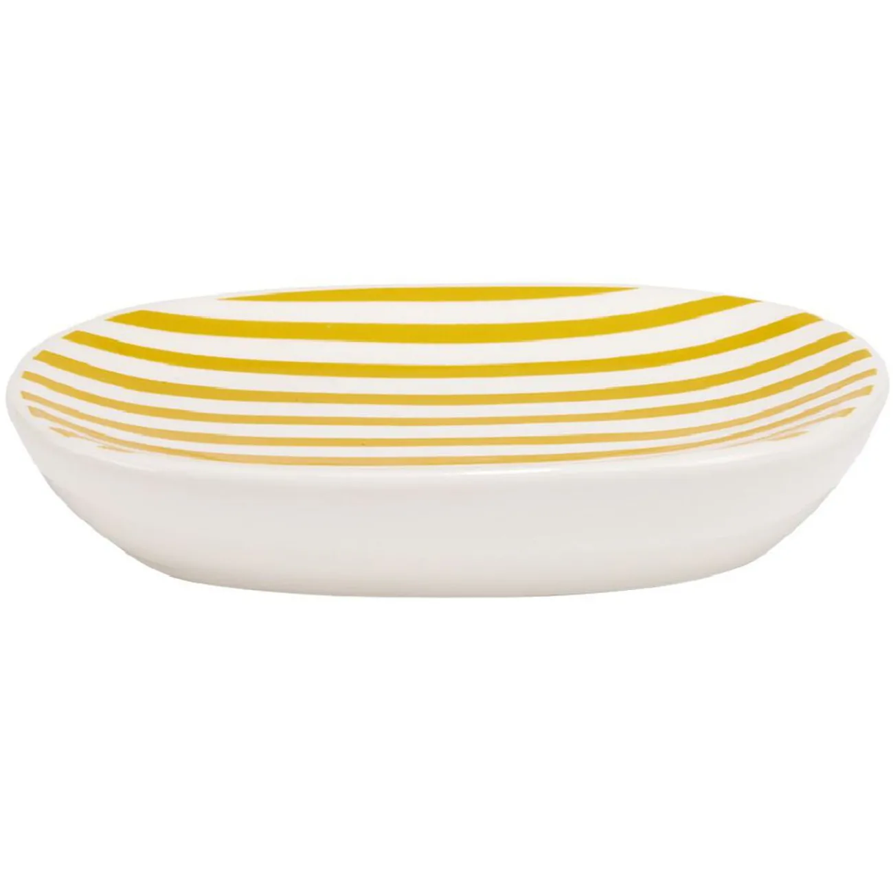 Gifi Aménagement Salle De Bain^Porte savon rayure jaune et blanc Sunflow en grès 13x8,6xH2,6cm