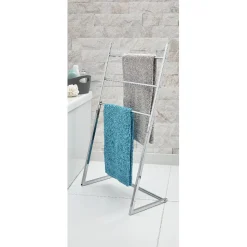 Gifi Aménagement Salle De Bain^Porte serviettes en métal gris blanc