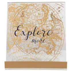 Gifi Equipement Douche^Porte tablette transparent imprimé globe doré