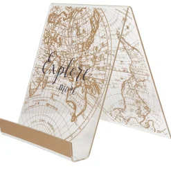 Gifi Equipement Douche^Porte tablette transparent imprimé globe doré