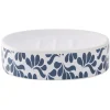 Gifi Aménagement Salle De Bain^Porte-savon céramique motif végétal blanc et bleu 13x8,5xH3cm