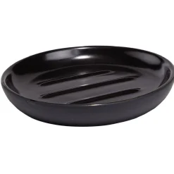 Gifi Aménagement Salle De Bain^Porte-savon rond céramique noir Ø10xH2cm