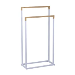 Gifi Aménagement Salle De Bain^Porte-serviettes 2 niveaux blanc et naturel