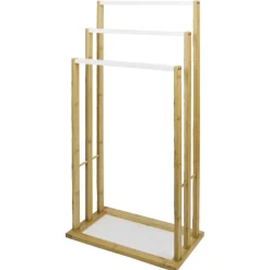 Gifi Aménagement Salle De Bain^Porte-serviettes en bambou naturel et blanc 42x24xH81,5cm