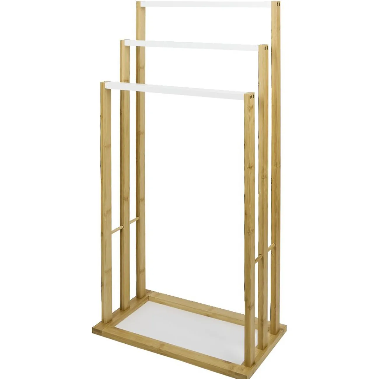 Gifi Aménagement Salle De Bain^Porte-serviettes en bambou naturel et blanc 42x24xH81,5cm