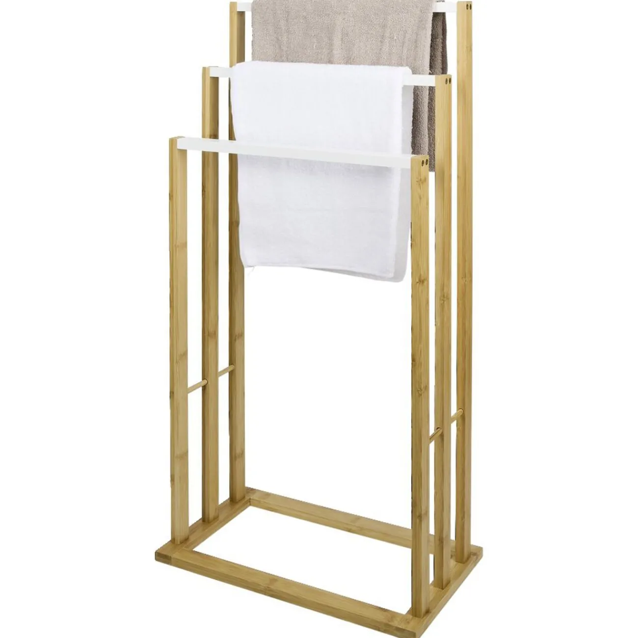 Gifi Aménagement Salle De Bain^Porte-serviettes en bambou naturel et blanc 42x24xH81,5cm