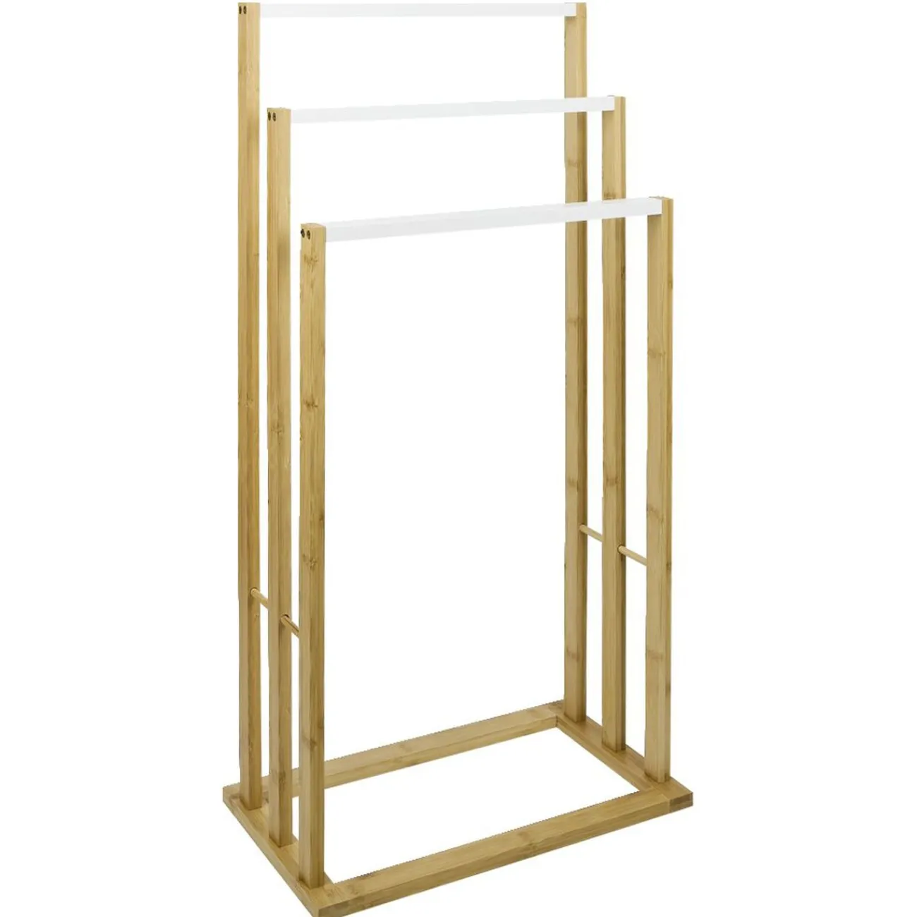 Gifi Aménagement Salle De Bain^Porte-serviettes en bambou naturel et blanc 42x24xH81,5cm