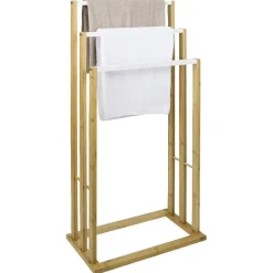 Gifi Aménagement Salle De Bain^Porte-serviettes en bambou naturel et blanc 42x24xH81,5cm