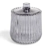 Gifi Aménagement Salle De Bain^Pot à coton Ø9x11cm verre strié gris