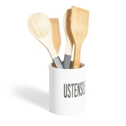 Gifi Pot à ustensiles dolomite blanc Ø10xH13,2cm