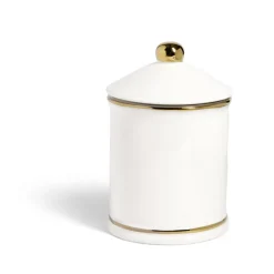 Gifi Pot céramique avec couvercle en blanc et bord doré Ø11,5xH17,5cm