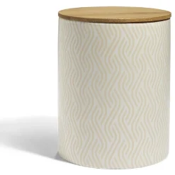 Gifi Pot de conservation 1,6L grès et couvercle bambou Ø14,2xH17,7cm