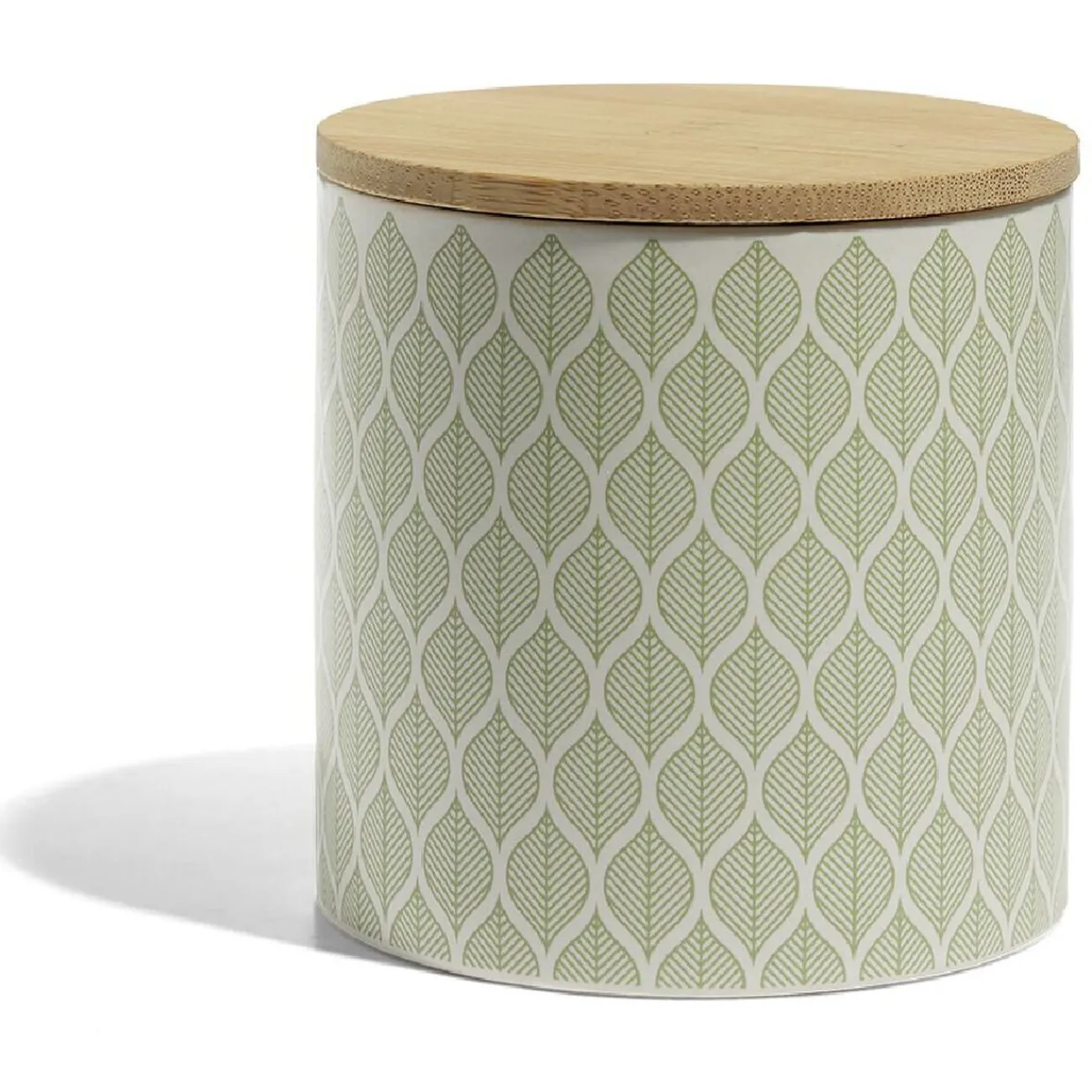 Gifi Pot de conservation 500ml grès motifs arrondis couvercle bambou Ø10xH10cm