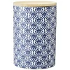 Gifi Pot en céramique à motif bleu avec couvercle en bois H14 cm