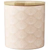 Gifi Pot en céramique à motif rose avec couvercle en bois H10,5 cm