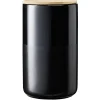 Gifi Pot en céramique noir avec couvercle en bois H16,5 cm