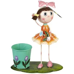 Gifi Nettoyage Et Entretien|Pot métal avec figurine fillette robe