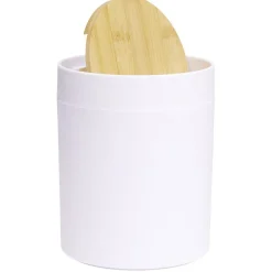 Gifi Nettoyage Et Entretien|Poubelle à coton ronde métal blanc Ø13,7xH17,3cm 2,5L