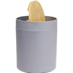 Gifi Nettoyage Et Entretien|Poubelle à coton ronde métal gris Ø13,7xH17,3cm 2,5L