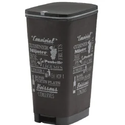 Gifi Nettoyage Et Entretien|Poubelle à pédale 45 L grise avec inscriptions