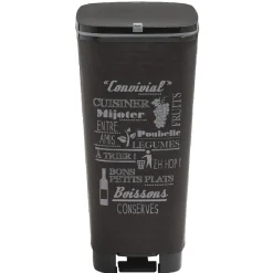 Gifi Nettoyage Et Entretien|Poubelle à pédale 45 L grise avec inscriptions