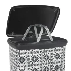 Gifi Nettoyage Et Entretien|Poubelle à pédale motif carreau de ciment gris et blanc 50 L