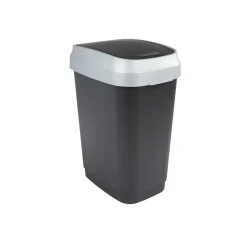 Gifi Nettoyage Et Entretien|Poubelle à rabat 10 L noir et gris