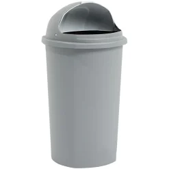 Gifi Nettoyage Et Entretien|Poubelle à rabat grise Ø39,5xH75cm 50L