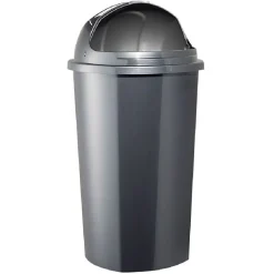 Gifi Nettoyage Et Entretien|Poubelle à rabat plastique noir gris 25L