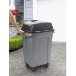 Gifi Nettoyage Et Entretien|Poubelle de garage 70L sur 4 roulettes