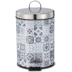 Gifi Nettoyage Et Entretien|Poubelle de salle de bain en métal décor carreau de ciment 3L