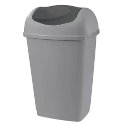 Gifi Nettoyage Et Entretien|Poubelle grise à rabat 50 L