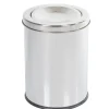 Gifi Nettoyage Et Entretien|Poubelle ronde 3 L avec couvercle amovible métal gris