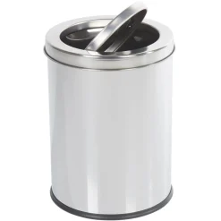 Gifi Nettoyage Et Entretien|Poubelle ronde 3 L avec couvercle amovible métal gris