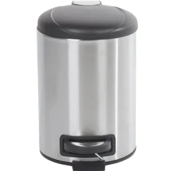 Gifi Nettoyage Et Entretien|Poubelle ronde 3L à pédale métal gris noir