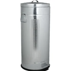 Gifi Nettoyage Et Entretien|Poubelle ronde vintage à pédale gris métallisé 30 L