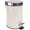 Gifi Nettoyage Et Entretien|Poubelle salle de bain à pédale métal rayure verticale blanc beige 3L
