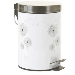 Gifi Nettoyage Et Entretien|Poubelle salle de bain blanche motif pissenlit 3 L