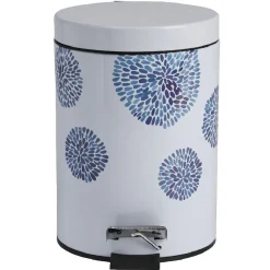 Gifi Nettoyage Et Entretien|Poubelle salle de bain blanche design cyclade bleu