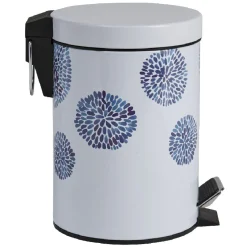 Gifi Nettoyage Et Entretien|Poubelle salle de bain blanche design cyclade bleu