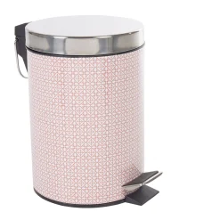 Gifi Nettoyage Et Entretien|Poubelle salle de bain métal motif carreau de ciment rose 3L
